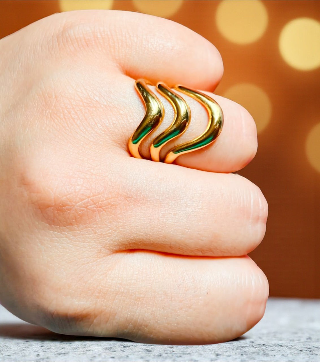 Crescent Stack Ring-18K Gold Plated