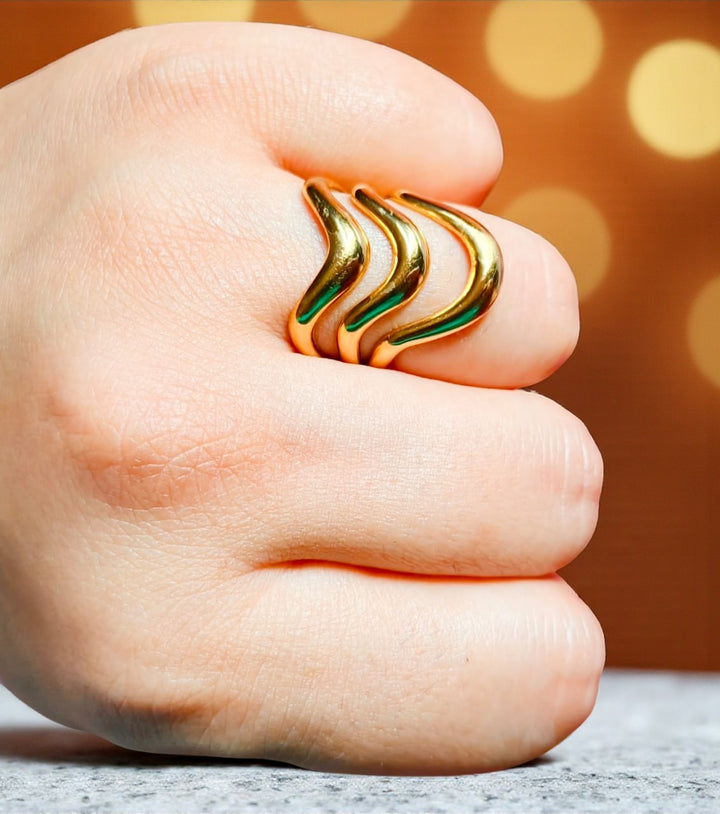 Crescent Stack Ring-18K Gold Plated