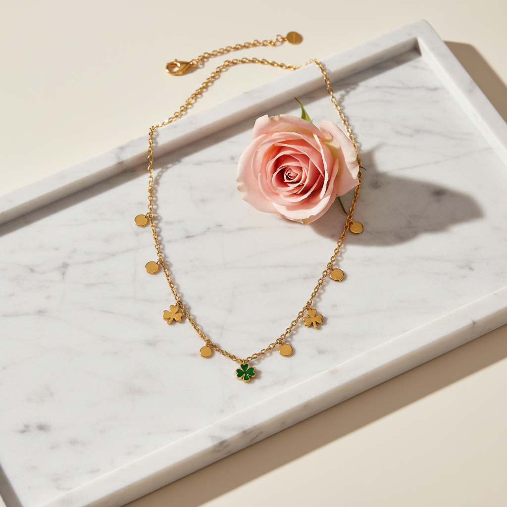 Golden Charm Clover Necklace