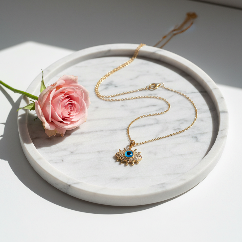Golden Evil Eye Pendant Necklace