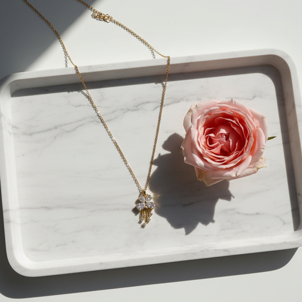 Golden Floral Charm Necklace