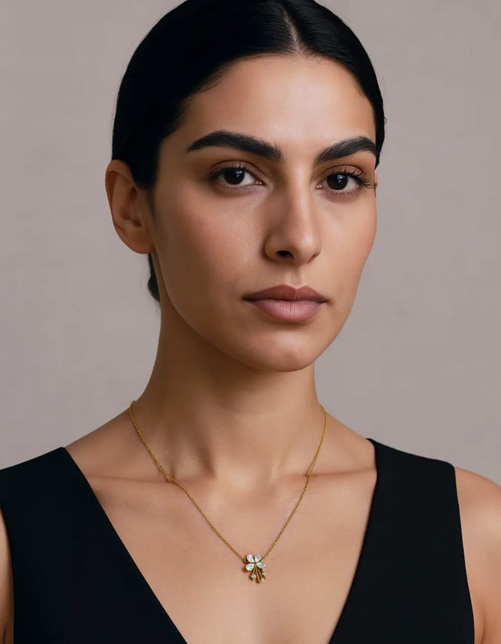 Golden Floral Charm Necklace