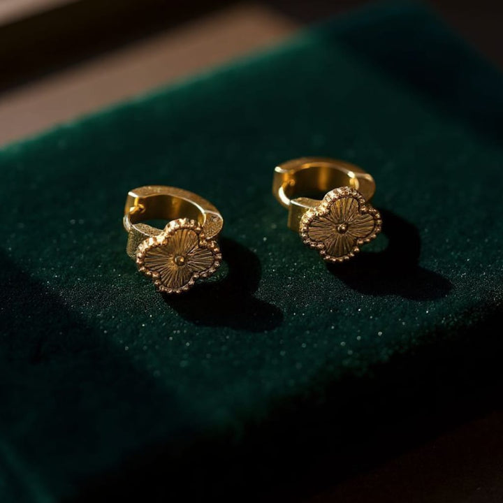 Golden Flower Bloom Hoop Earrings