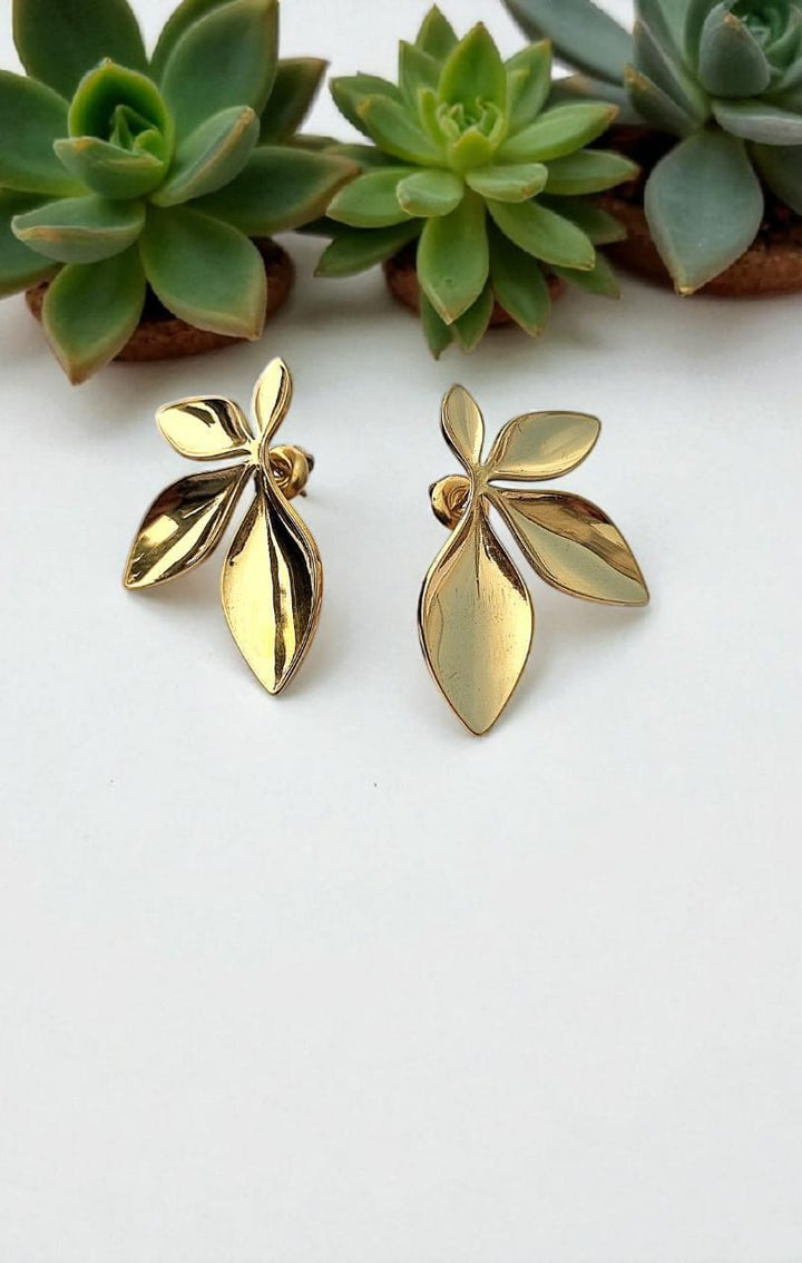 Golden Leaf-Inspired Stud Earrings
