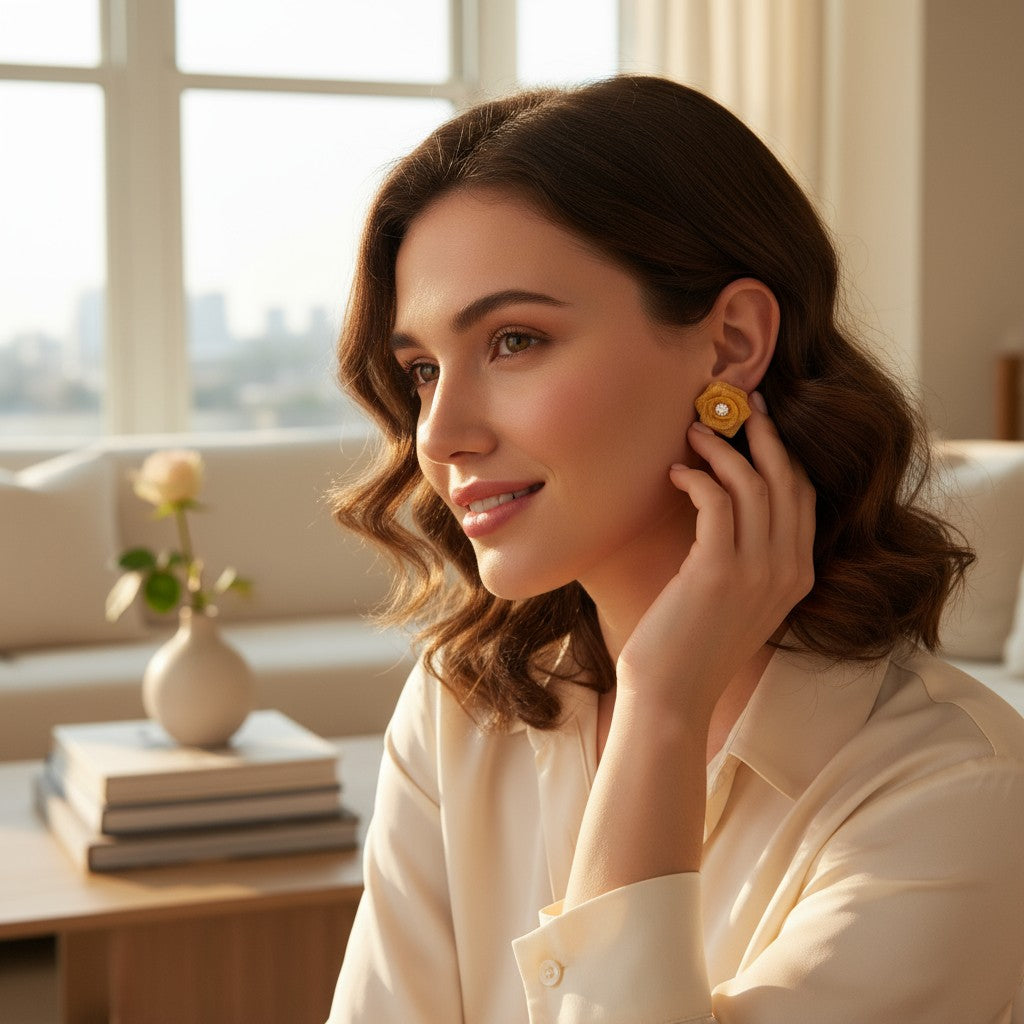 Golden Rose Sparkle Studs