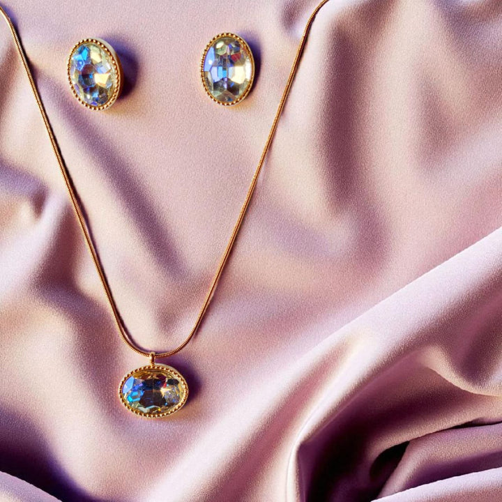 Radiant Oval Crystal Necklace & Earring Set