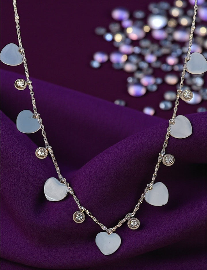 Crystal Heart Charm Silver Necklace