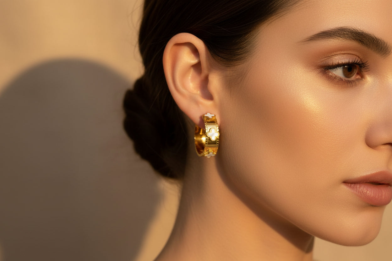 Regal Clover Hoop Earrings