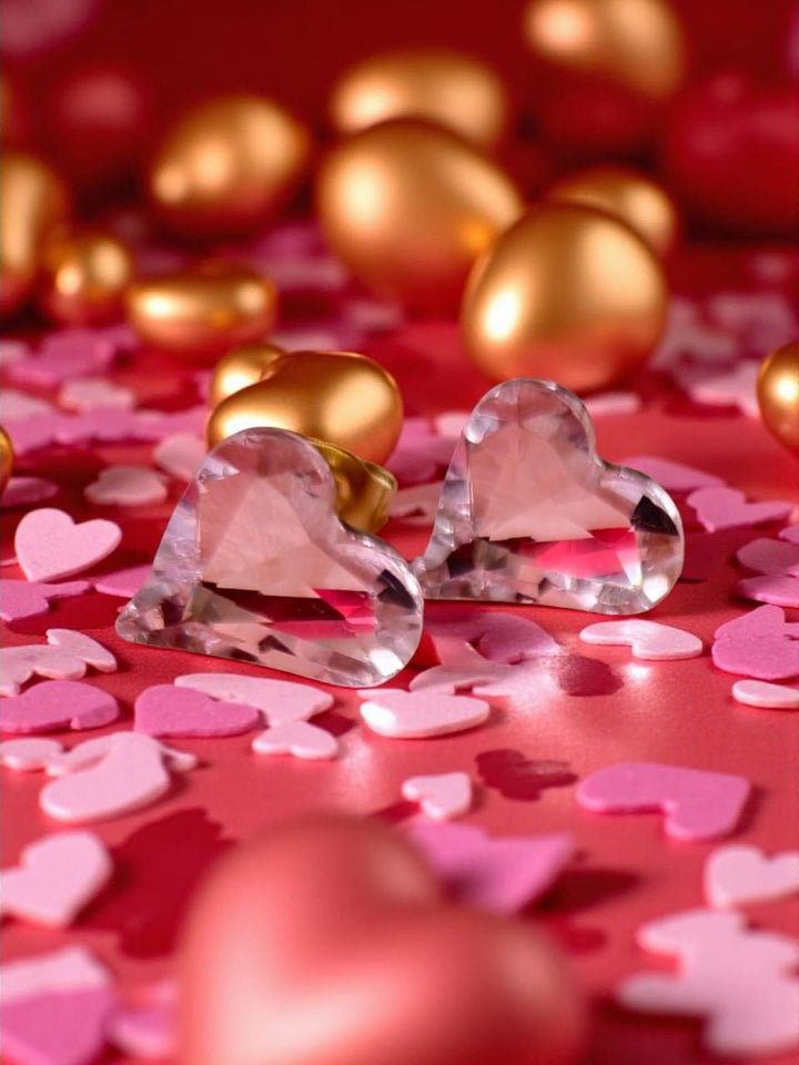 Diamond Heart Solitaire Studs