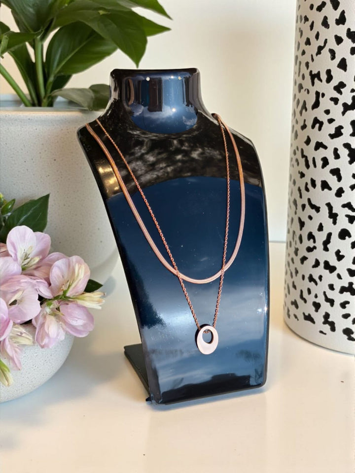 Rose Gold Layered Halo Necklace