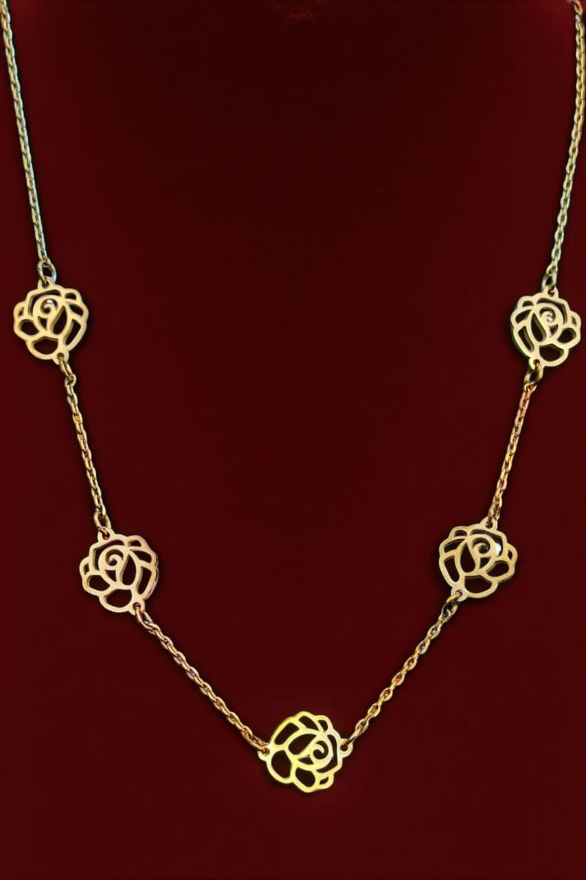 Golden Bloom Rose Motif Necklace