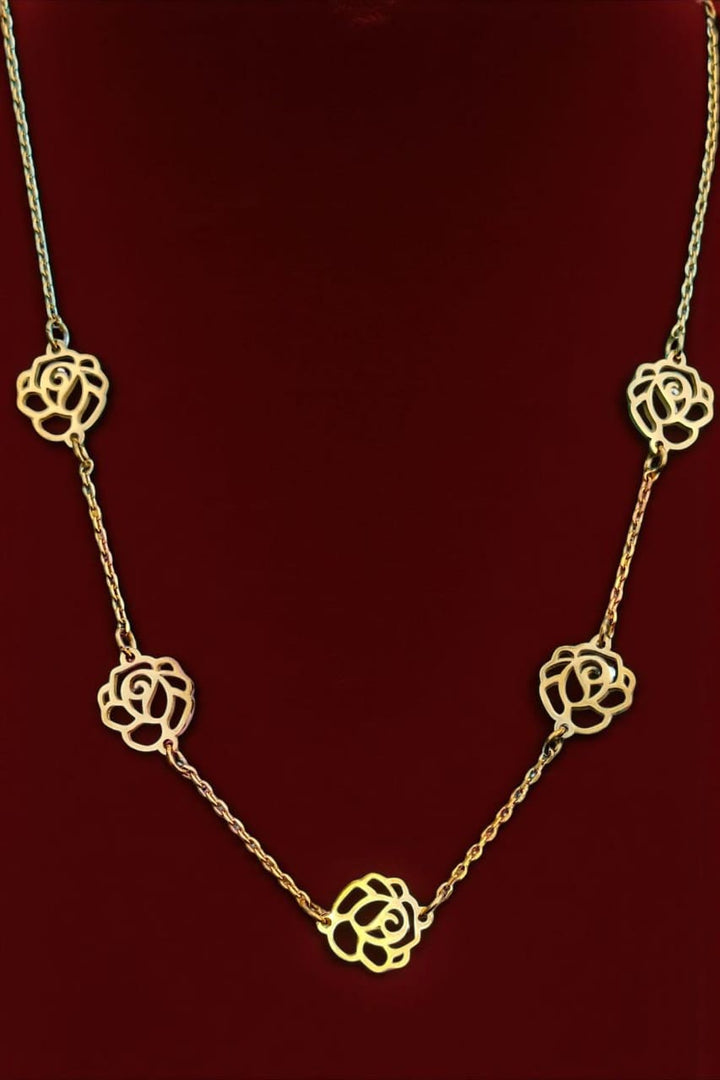 Golden Bloom Rose Motif Necklace