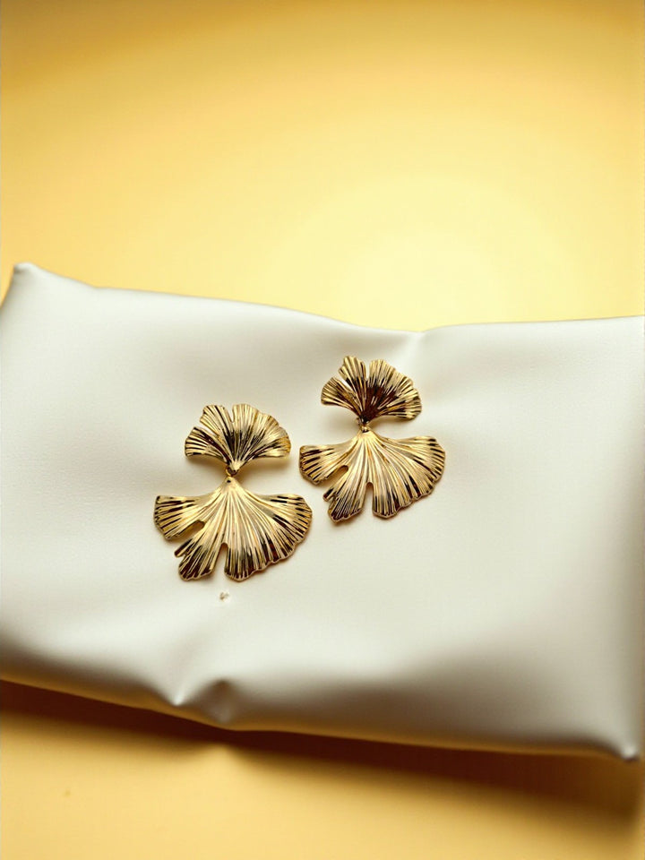 Golden Statement Ginkgo Fan Earrings