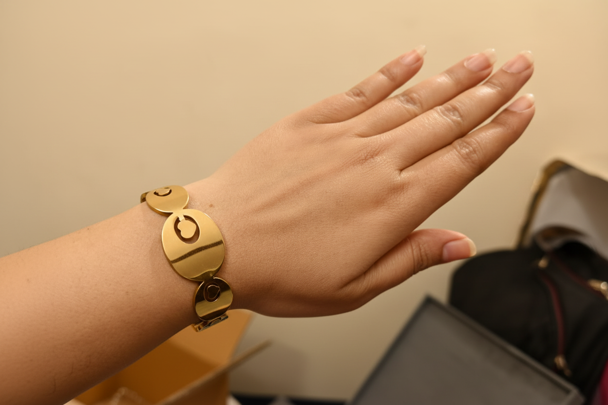 Gold Finish Heart Lock Statement Bracelet for Women | Modern Minimal Bracelet