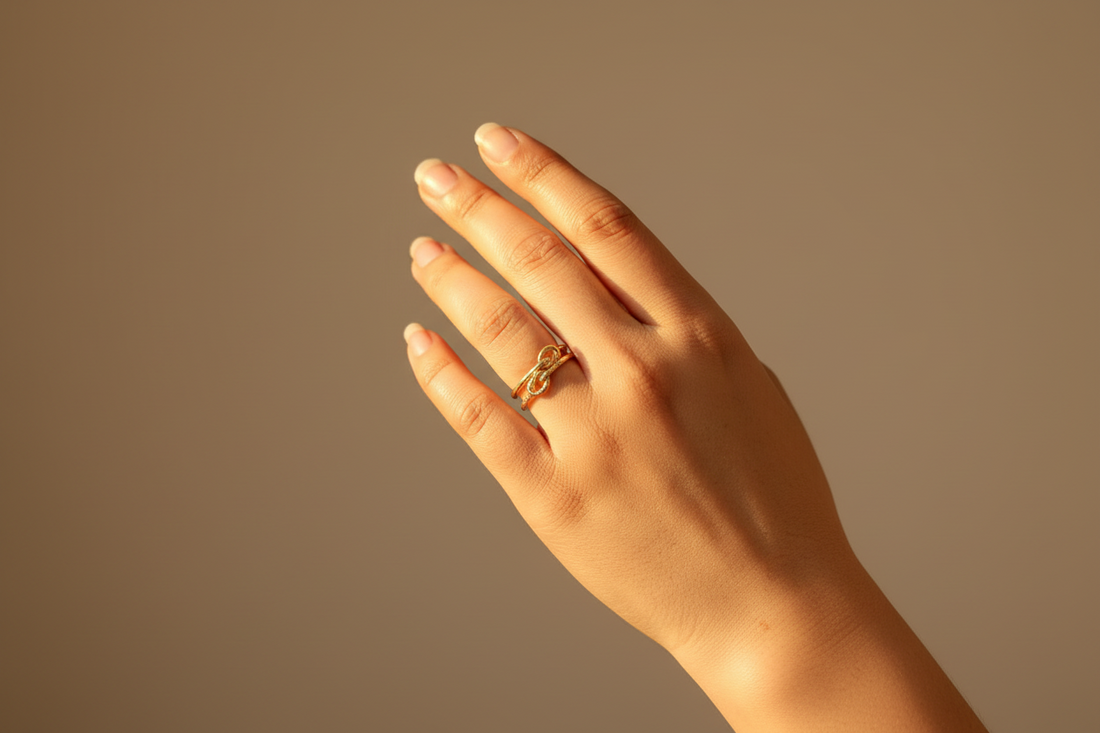 Infinity Knot Diamond-Style Ring for Women | Gold Finish Adjustable Statement Ring