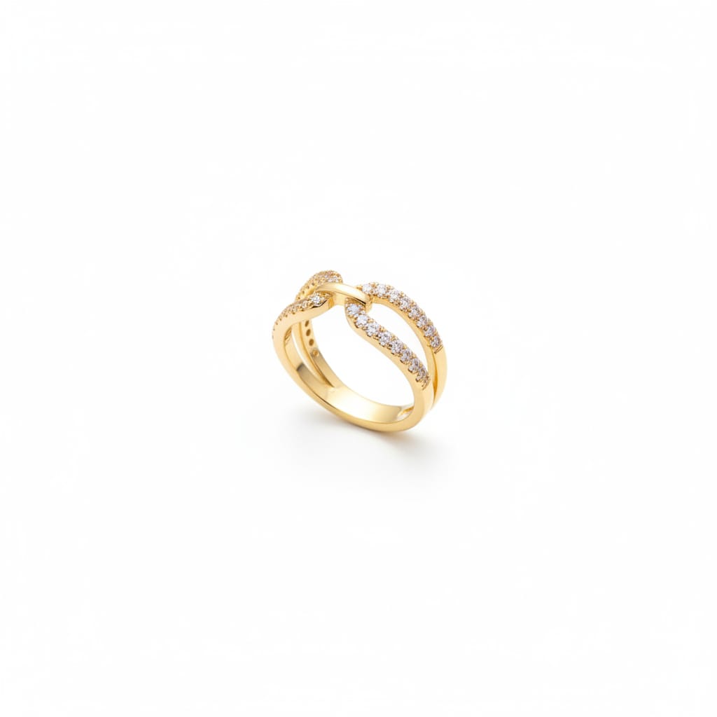 Infinity Knot Gold Ring for Women | Crystal Studded Adjustable Fashion Ring