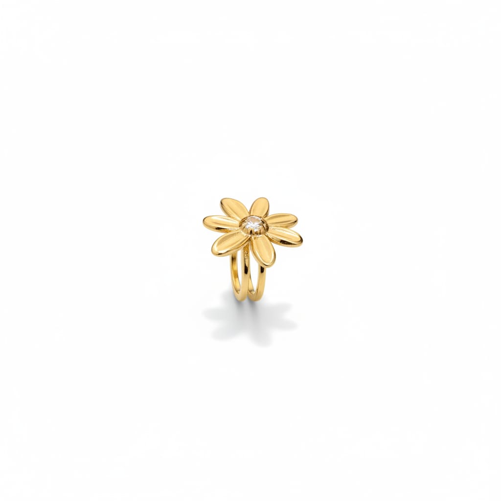 Minimal Gold Flower Ring for Women | Elegant Floral Statement Ring