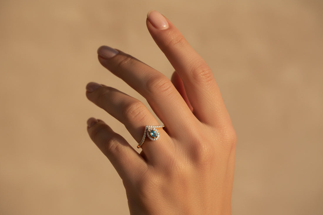 Evil Eye Heart Gold Ring for Women | Adjustable Crystal Protection Ring