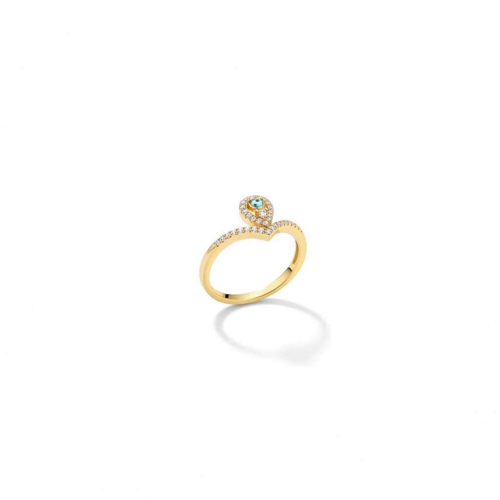 Evil Eye Heart Gold Ring for Women | Adjustable Crystal Protection Ring