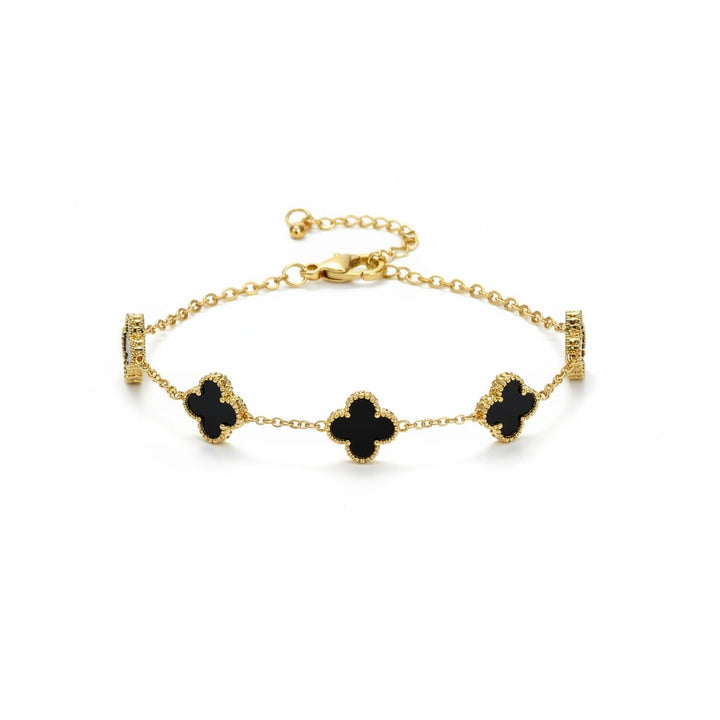 Black Clover Gold Bracelet for Women | Minimalist Four Leaf Charm Bracelet