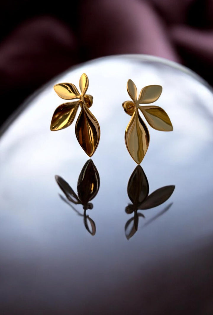 Golden Leaf-Inspired Stud Earrings