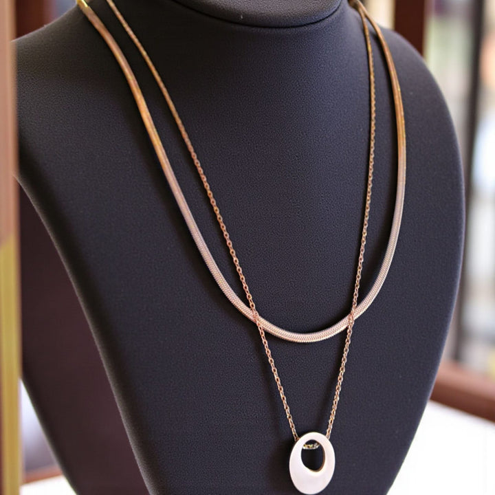 Rose Gold Layered Halo Necklace