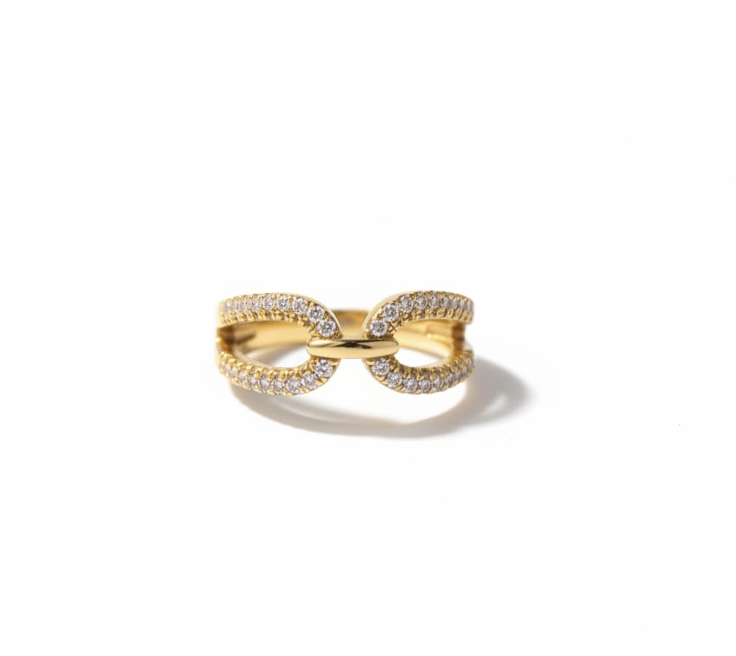 Infinity Knot Gold Ring for Women | Crystal Studded Adjustable Fashion Ring